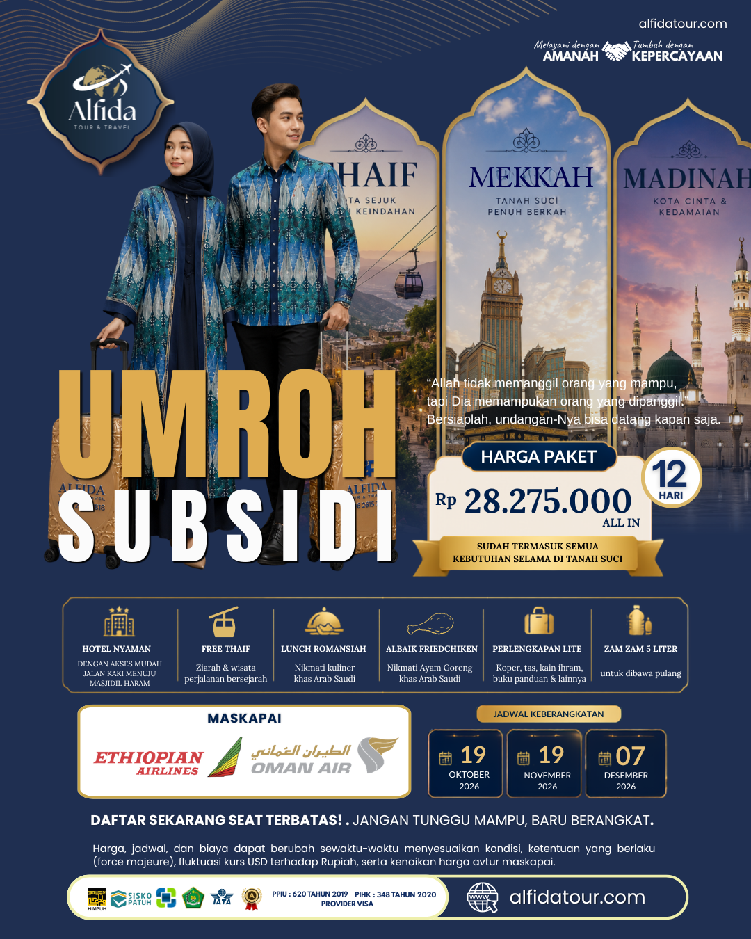 Umroh Subsidi Plus Thaif | Alfida Tour & Travel - Paket Umrah, Haji & Wisata Muslim Terpercaya