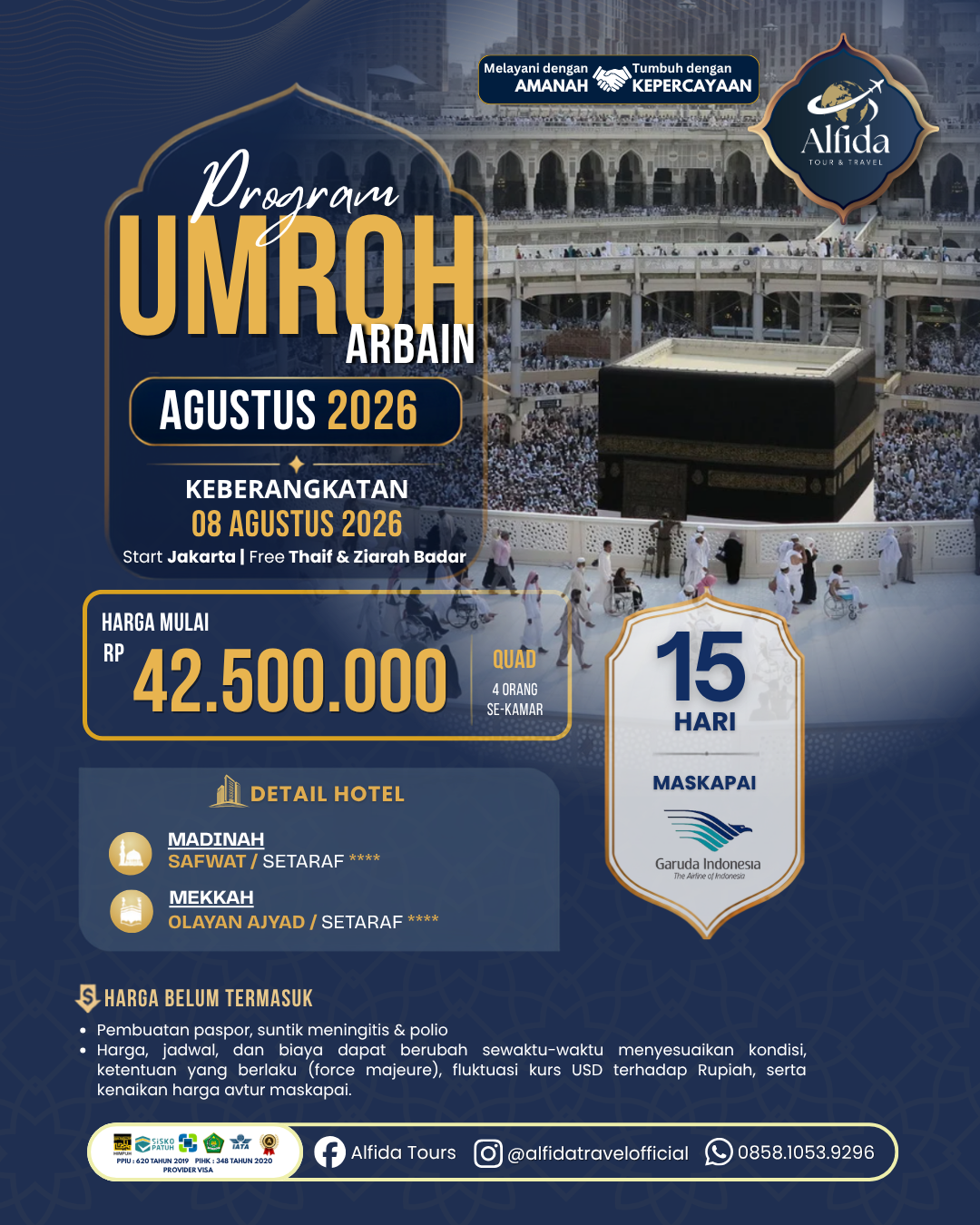 Umroh Awal Musim 1448H - Program Arbain | Alfida Tour & Travel - Paket Umrah, Haji & Wisata Muslim Terpercaya
