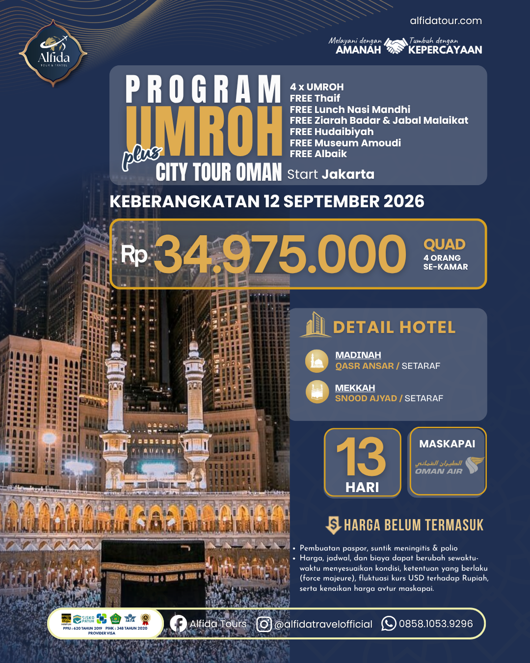 UMROH PLUS CITY TOUR OMAN - 13 Hari | Alfida Tour & Travel - Paket Umrah, Haji & Wisata Muslim Terpercaya