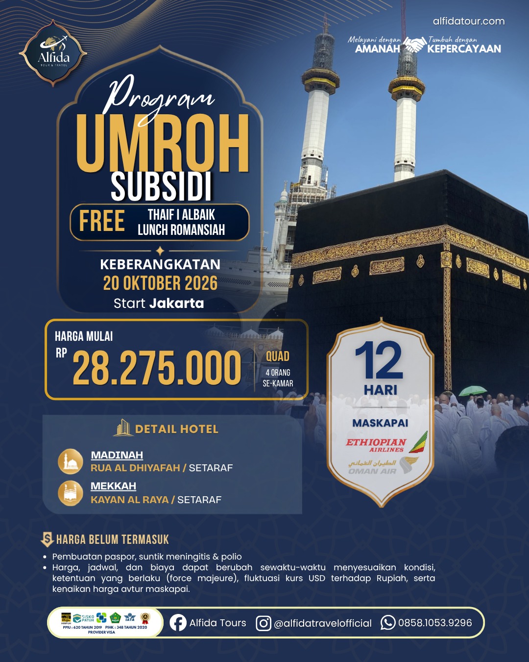 Umroh Subsidi Plus Thaif | Alfida Tour & Travel - Paket Umrah, Haji & Wisata Muslim Terpercaya
