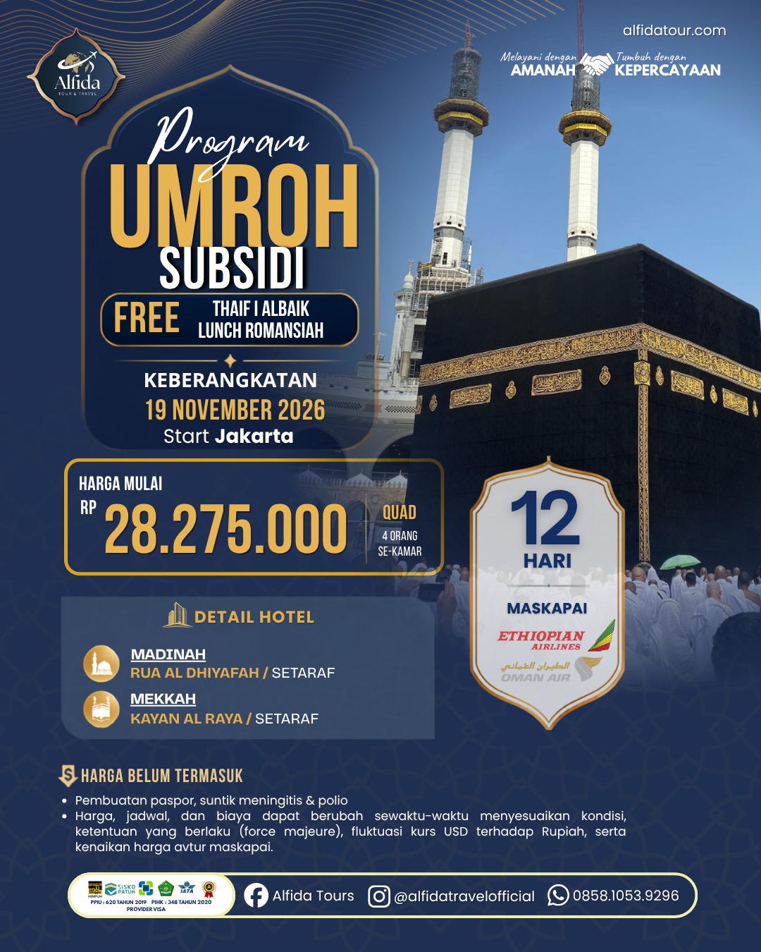 Umroh Subsidi Free Thaif  | Alfida Tour & Travel - Paket Umrah, Haji & Wisata Muslim Terpercaya